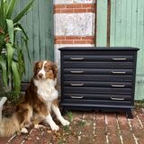 Renovated vintage black chest of drawers