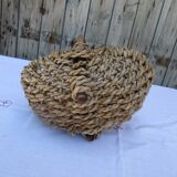 Raffia braid handle basket