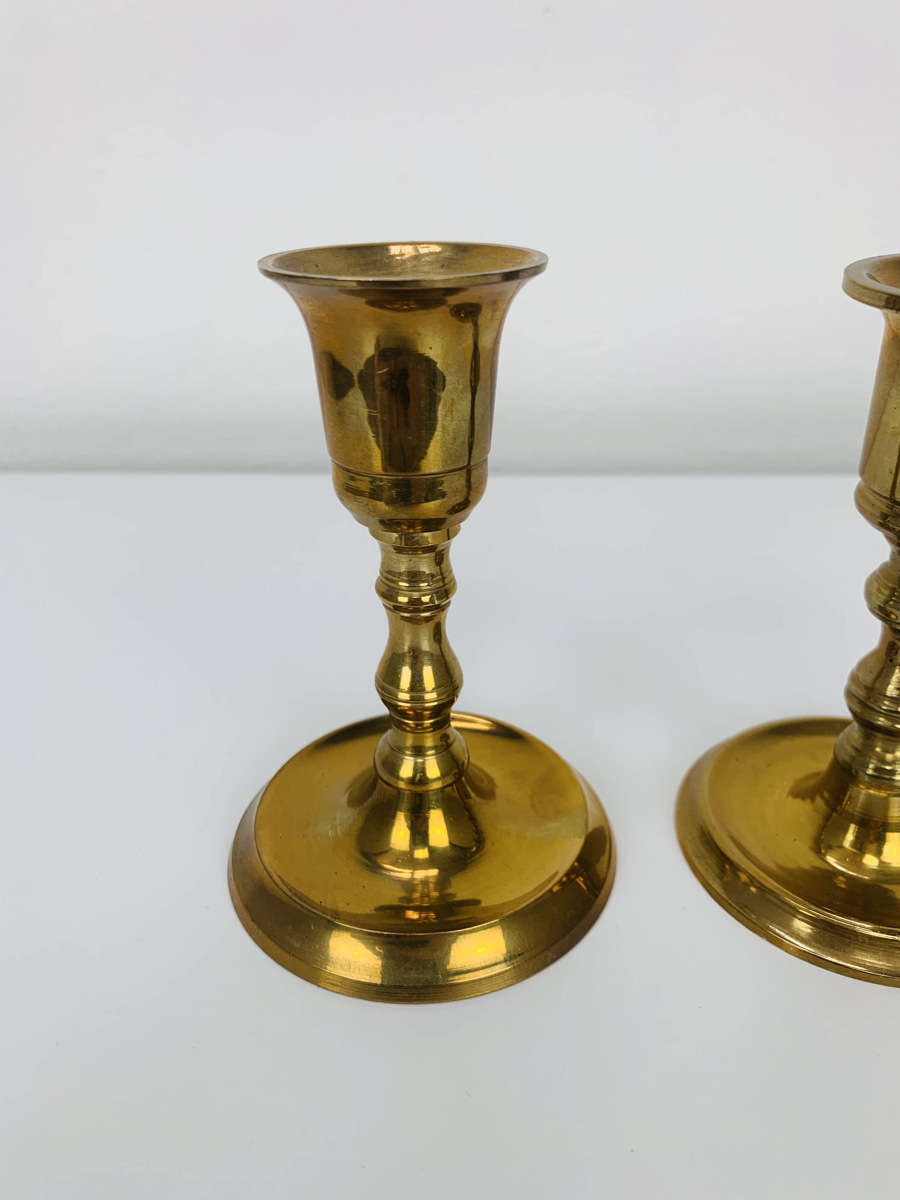 Pair of vintage gilded brass candlesticks