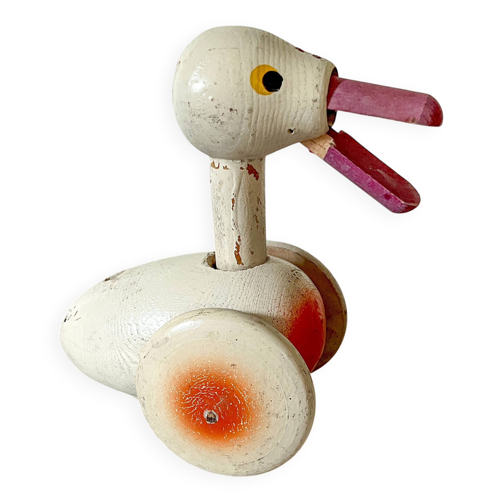 Old push toy, wooden duck