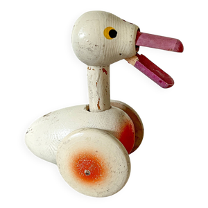 Ancien jouet à pousser, - canard