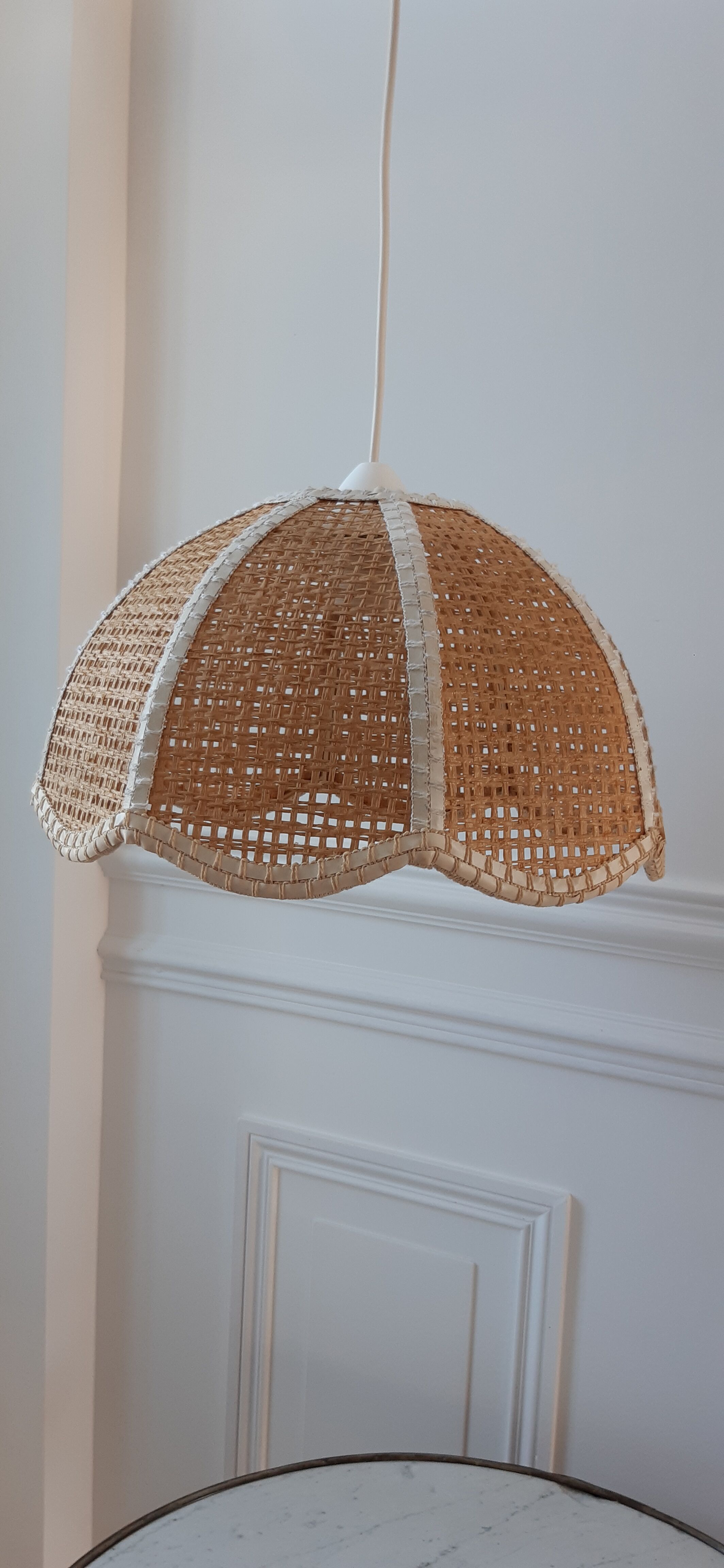 Suspension petal flowers in wicker and rattan 70s