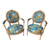 Pair of Louis XVI style armchairs