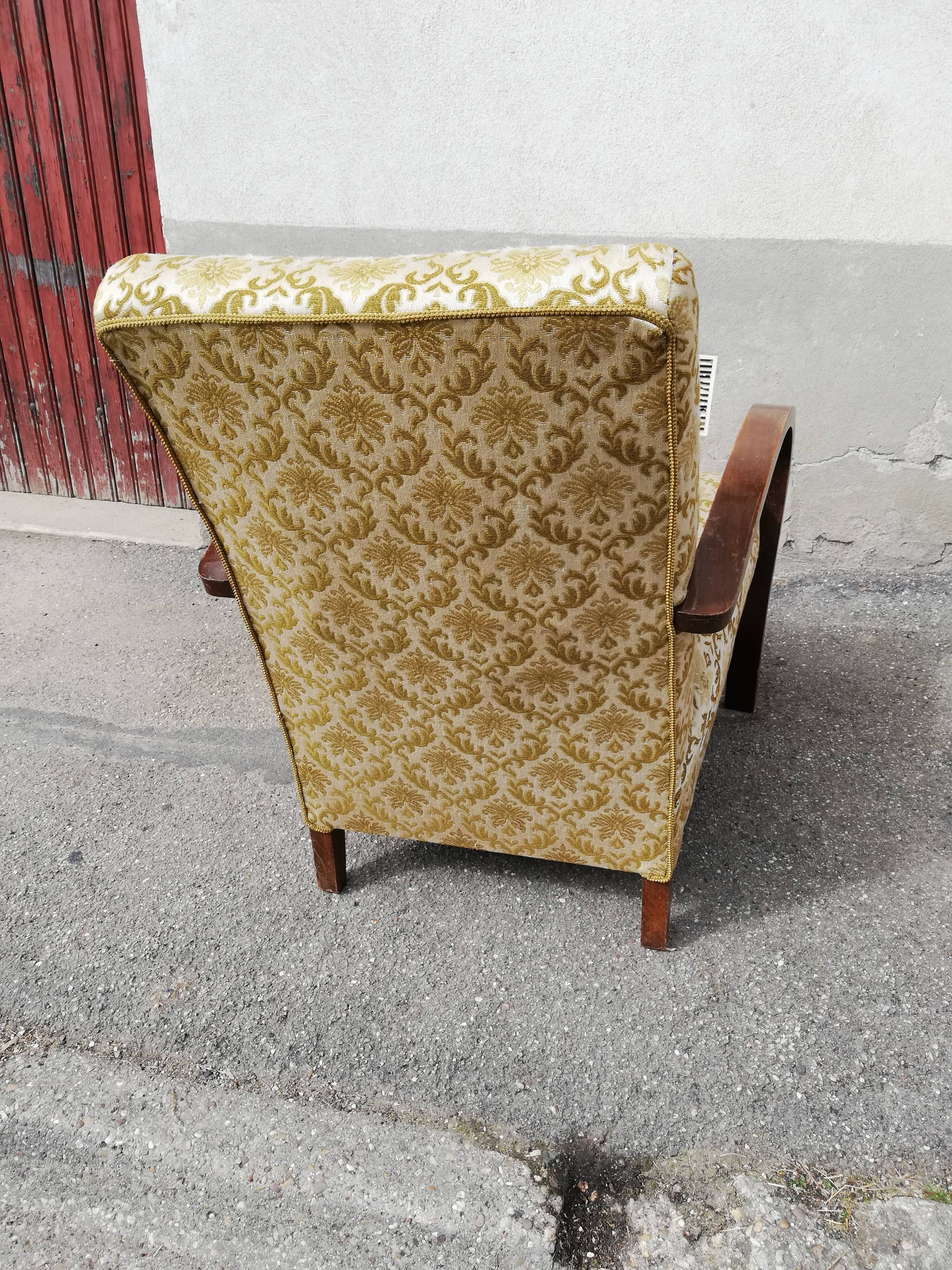 Chair 50s green floral fabric