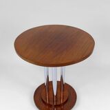 Modernist Art Deco pedestal table in walnut and chrome, France, Circa 1930