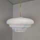 Napako Midcentury Modern Pendant Lamp in Opaline Glass and Brass, Czechoslovakia