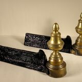 Pair of brass and cast iron chenets