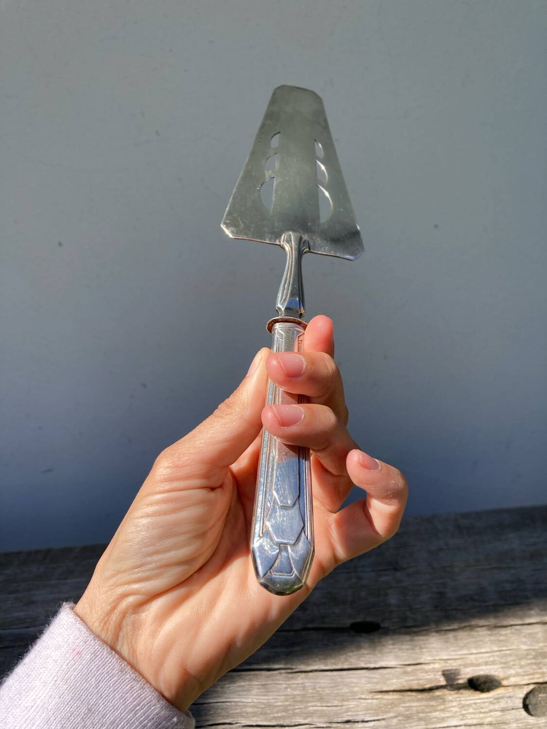 Silver metal art deco pie server