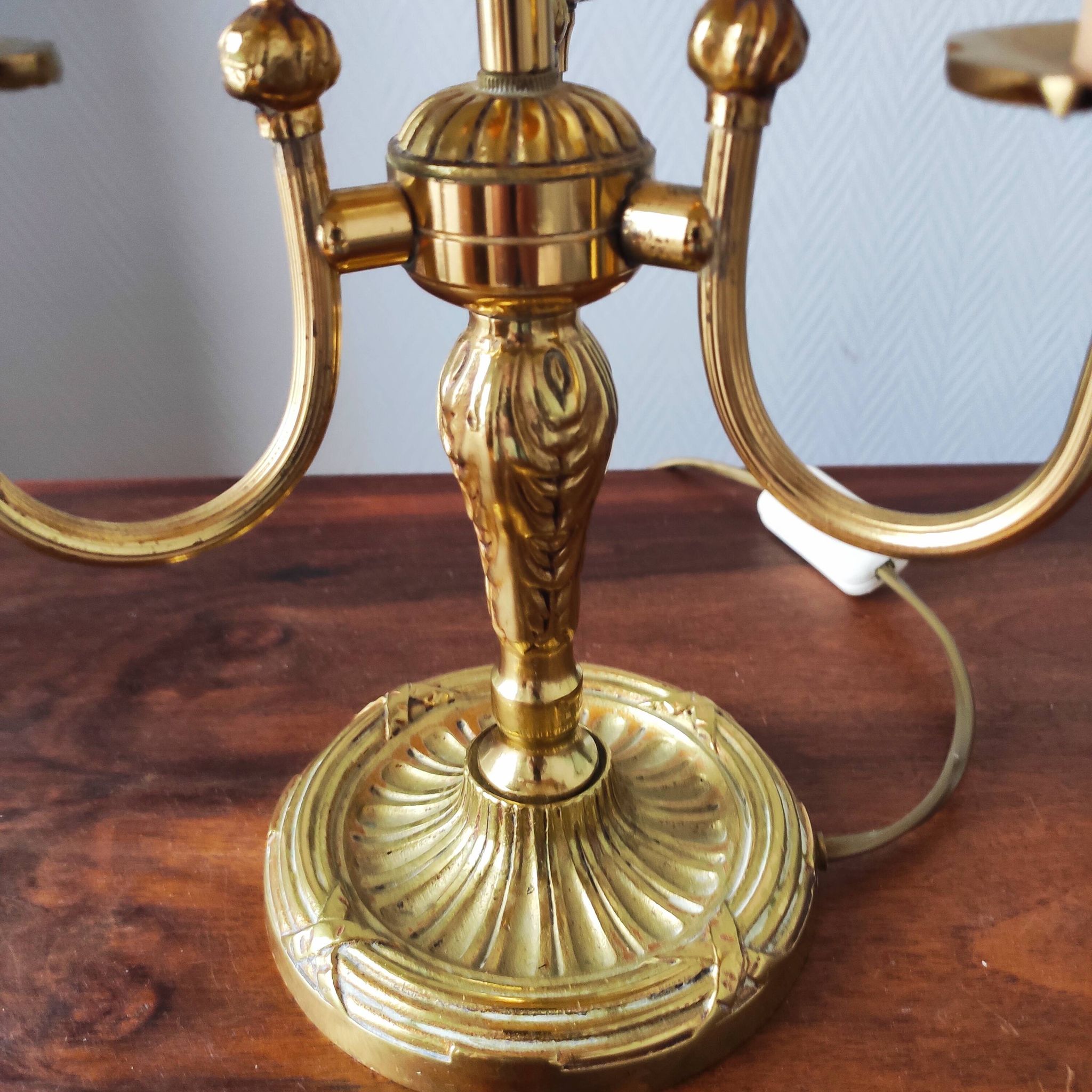 Lampe bouillotte 3 feux en bronze Maison Collange