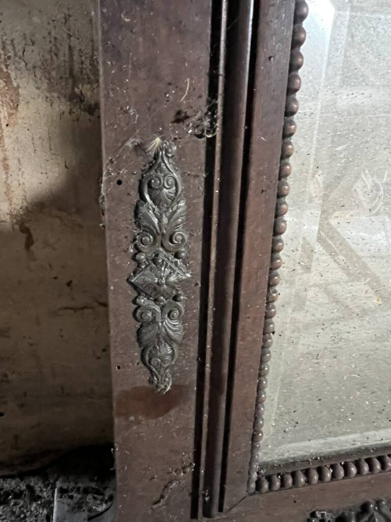 Antique carved wooden wall mirror – ornate pediment, Napoleon III style