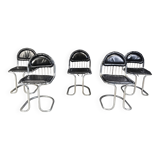 Vintage Chrome and Leather Cantilever Dining Chairs, 1970s