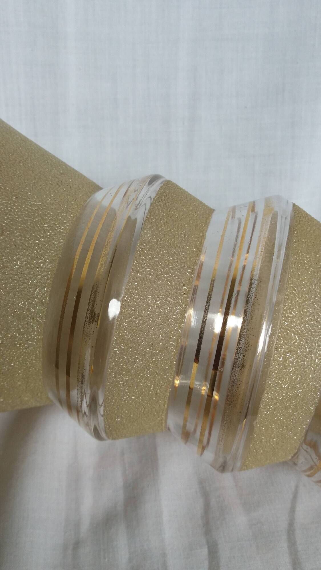 Frosted glass vase with a champagne finish and gold trim Art Deco