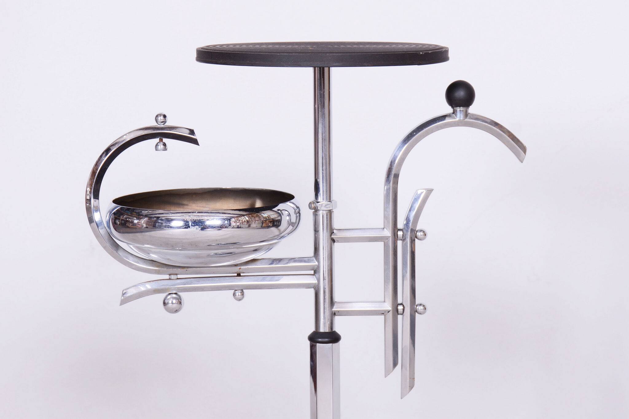 Restored Bauhaus Small Table, Unusual Design, Chrome, Bakelit, Germany, 1930s
