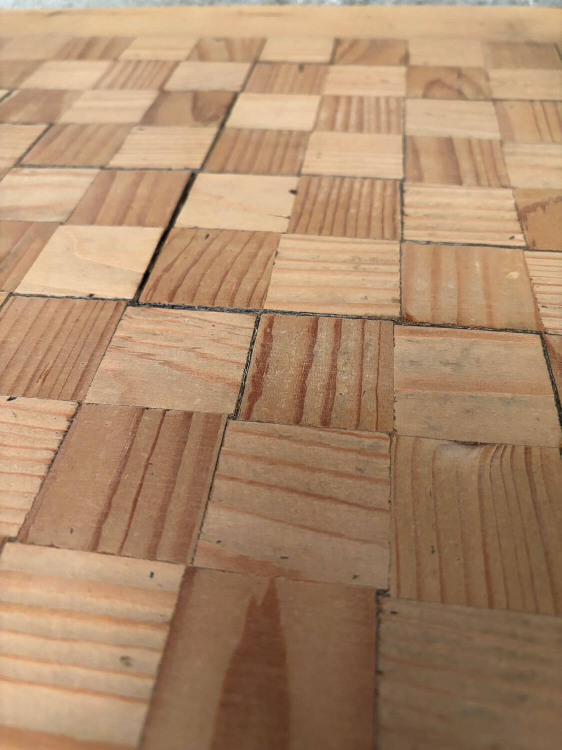 Original antique coffee table in golden blond wood