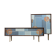 Set of 2 mid-century modern scandinavian hand-painted birch cabinet & sideboard, 1960s
