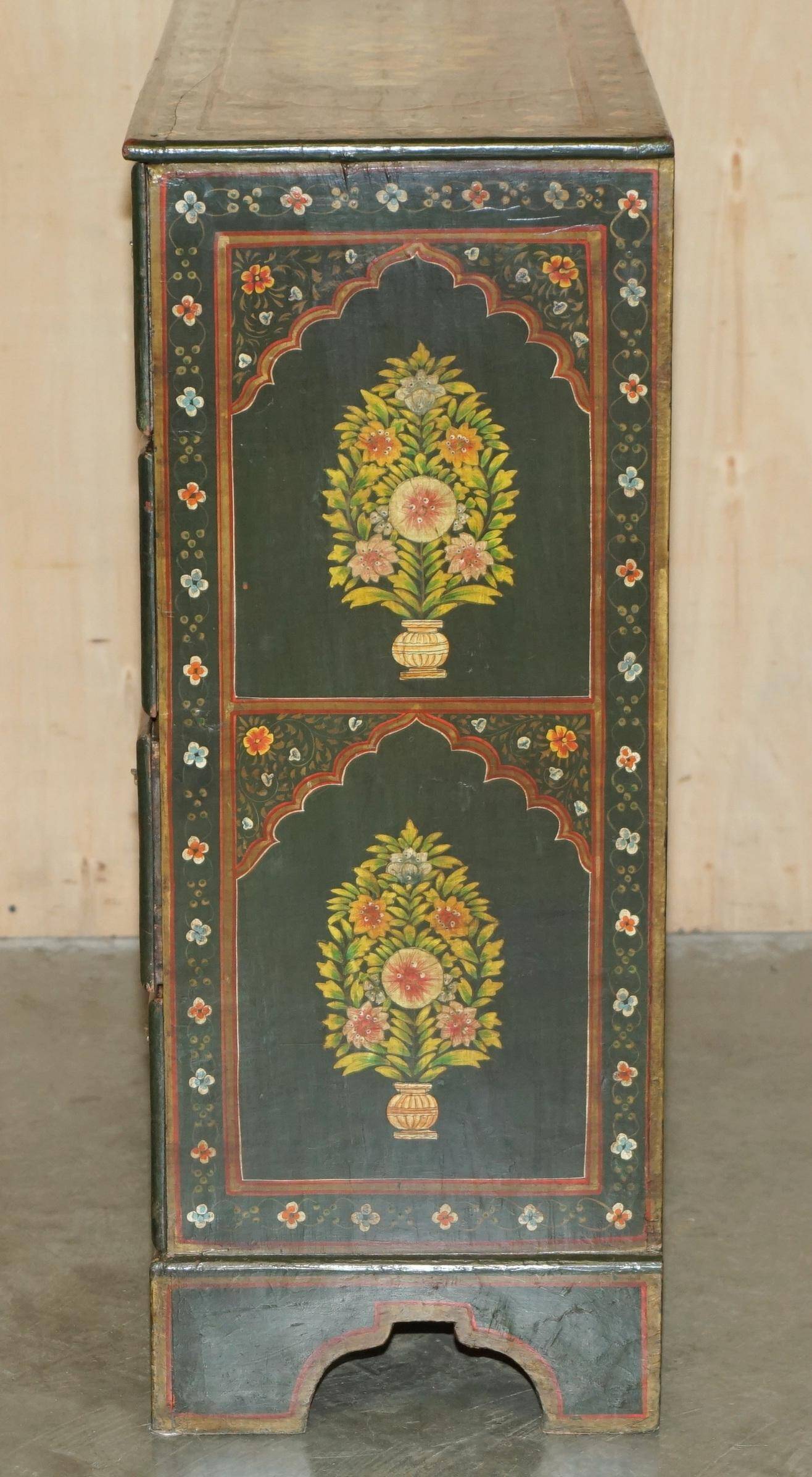 Antique Swedish commode hand-painted, two drawers out of three.
