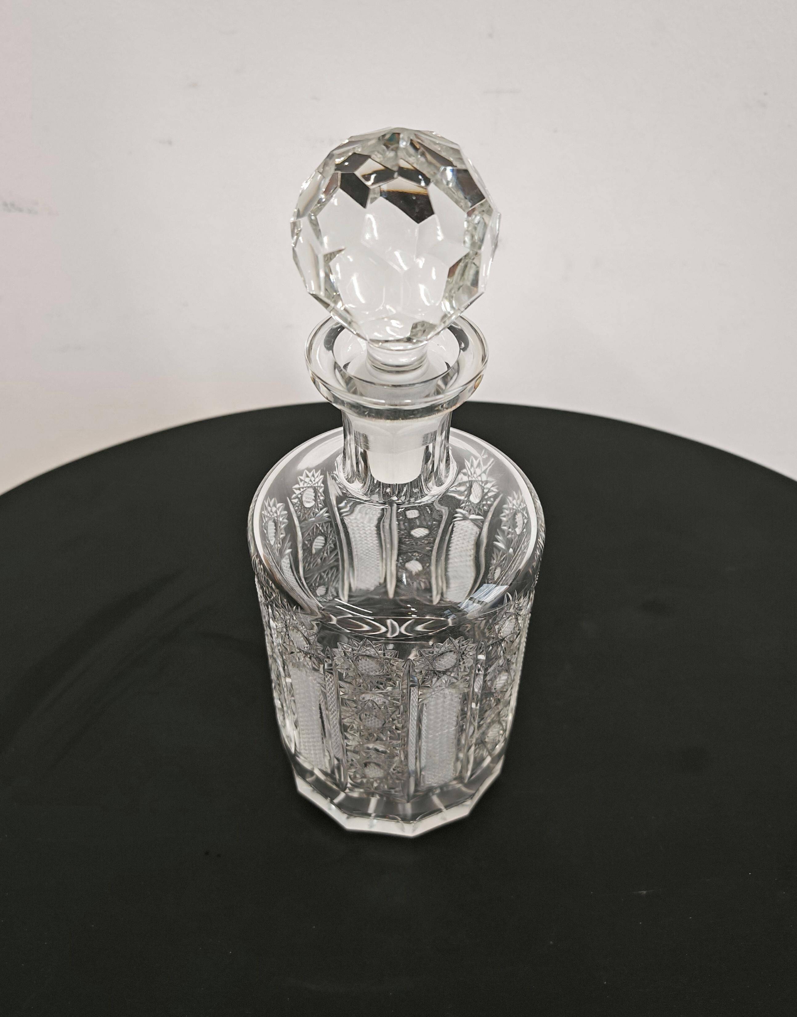 Vintage crystal carafe from Czechoslovakia, 1960s.