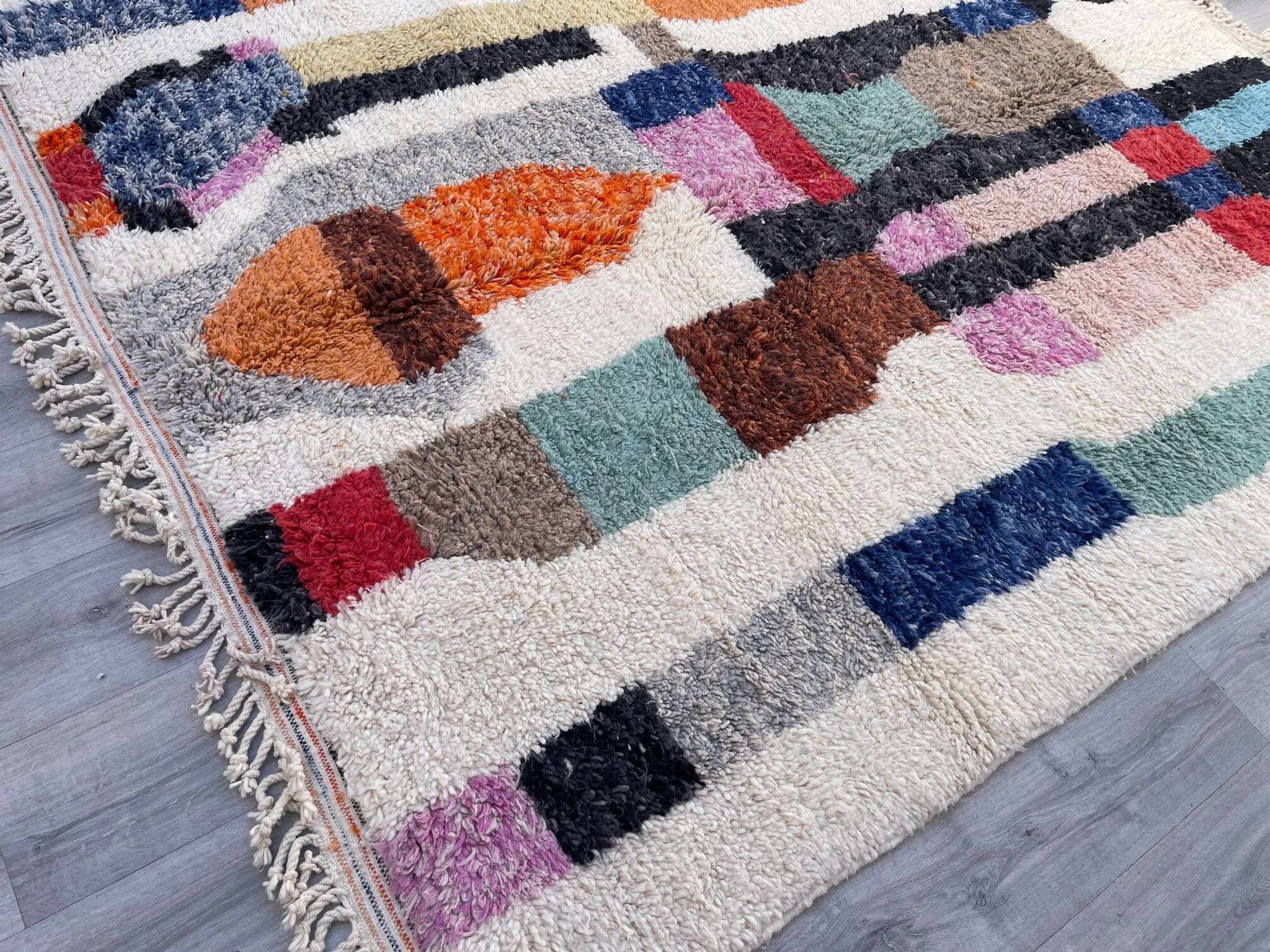 Authentic Moroccan wool rug handwoven, 250x150 cm
