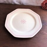 Old pink speckled beige dessert plate from the Dentelle St Amand collection