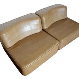 Pair of Steiner low chairs that can form a sofa, 1970s