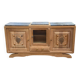 Renovated art deco sideboard in solid raw oak and gray marble 186cm
