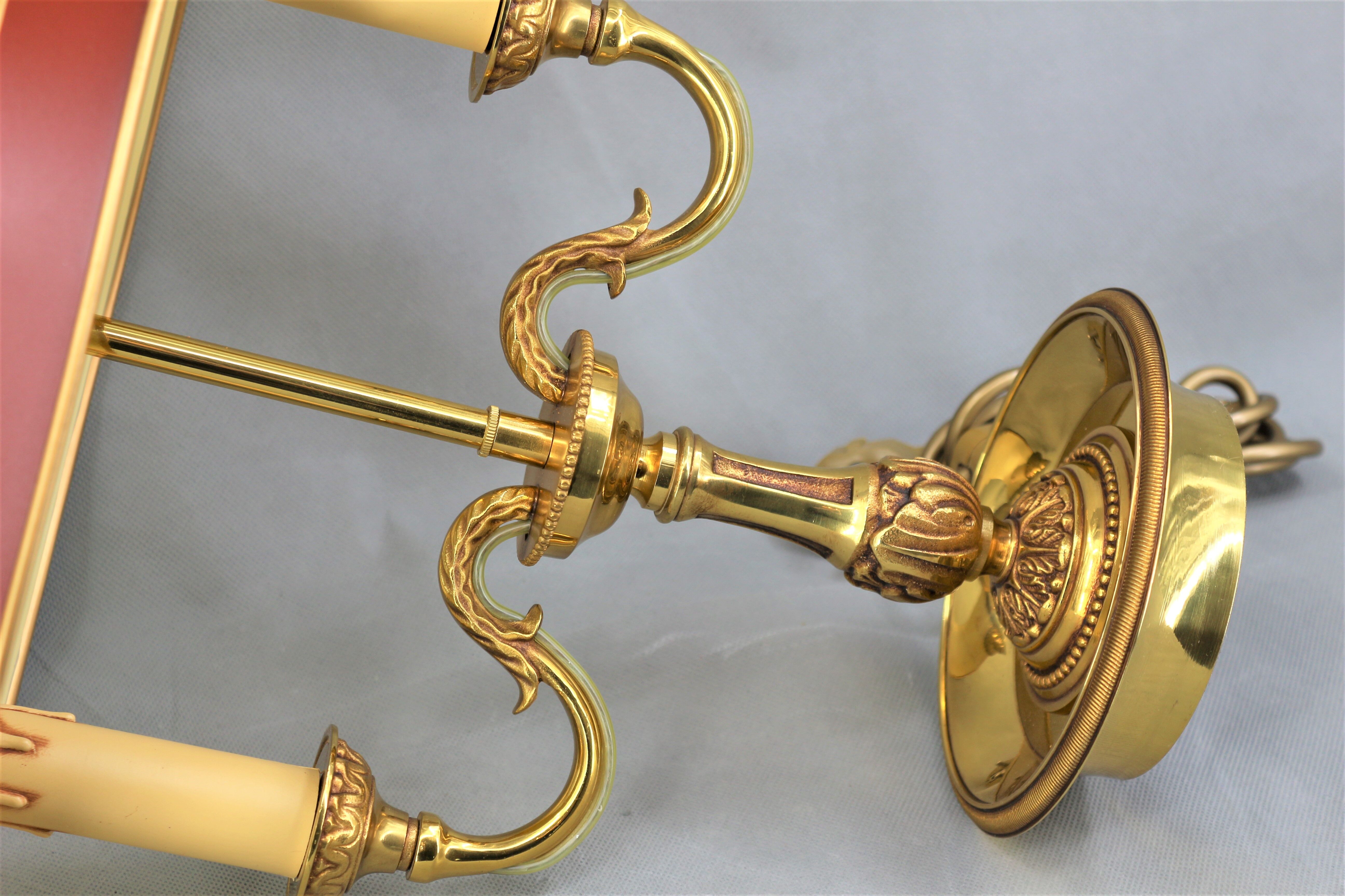 Hot water bottle lamp in solid bronze gilded style Louis XVI Lampshade Color Bordeaux "Lucien Gau"