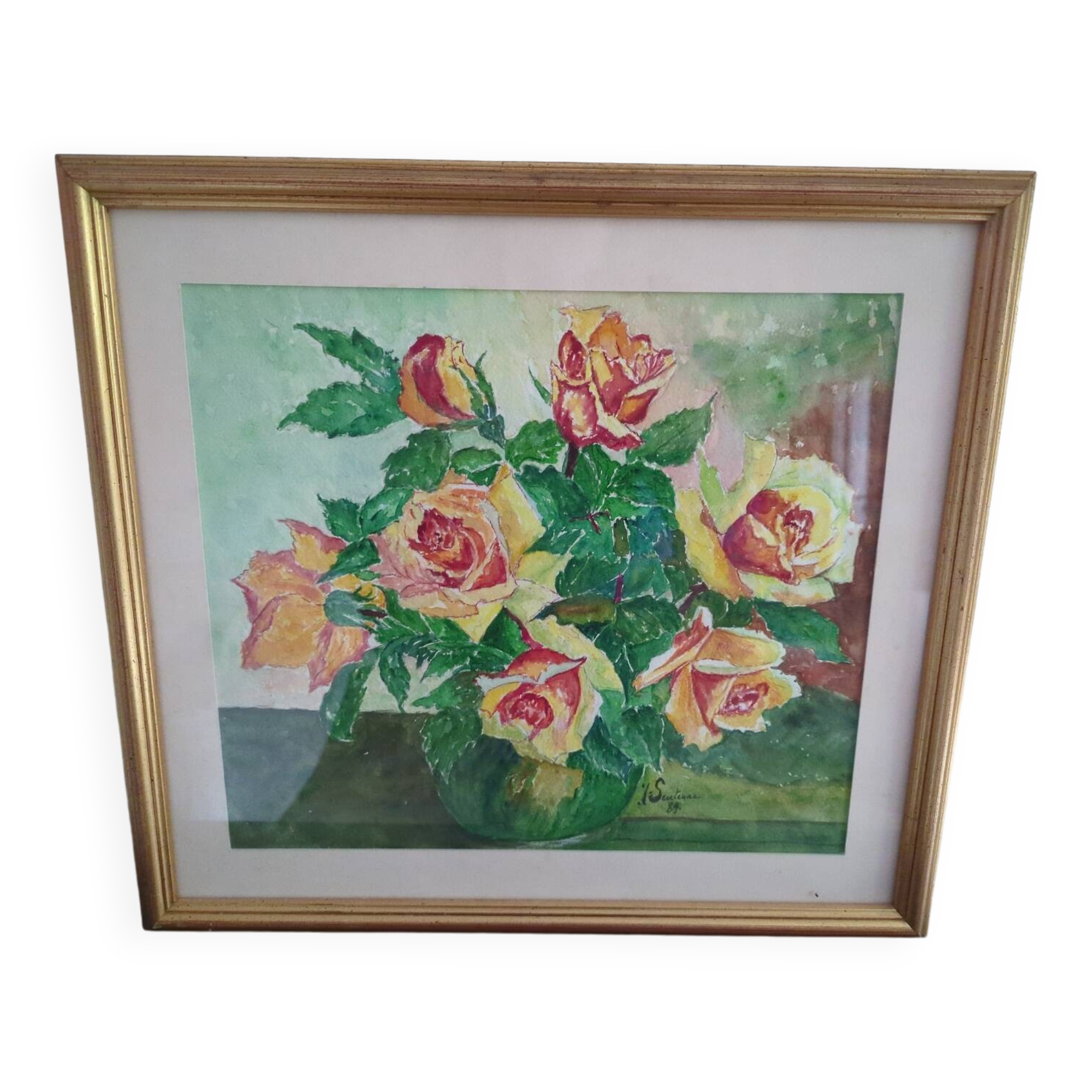 Gilded frame painting signed Sentenac