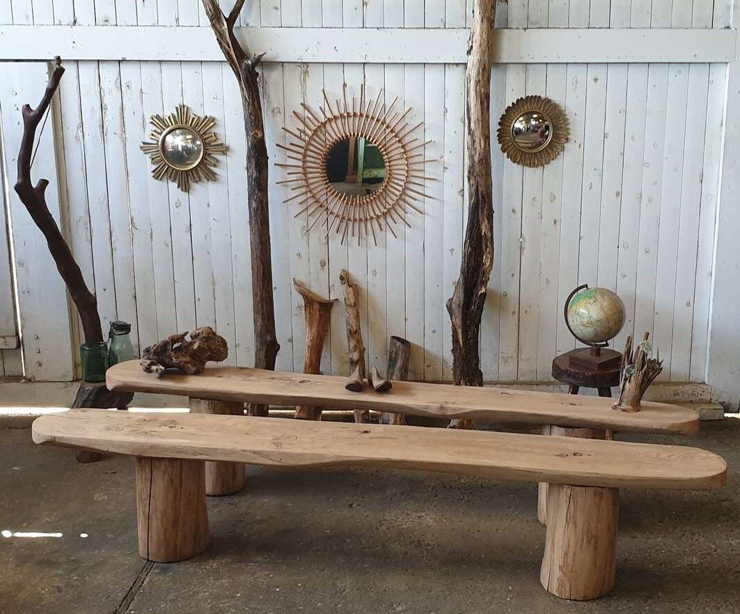 Pair of vintage farm bench
