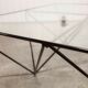Square coffee table in glass and black satin metal 1980