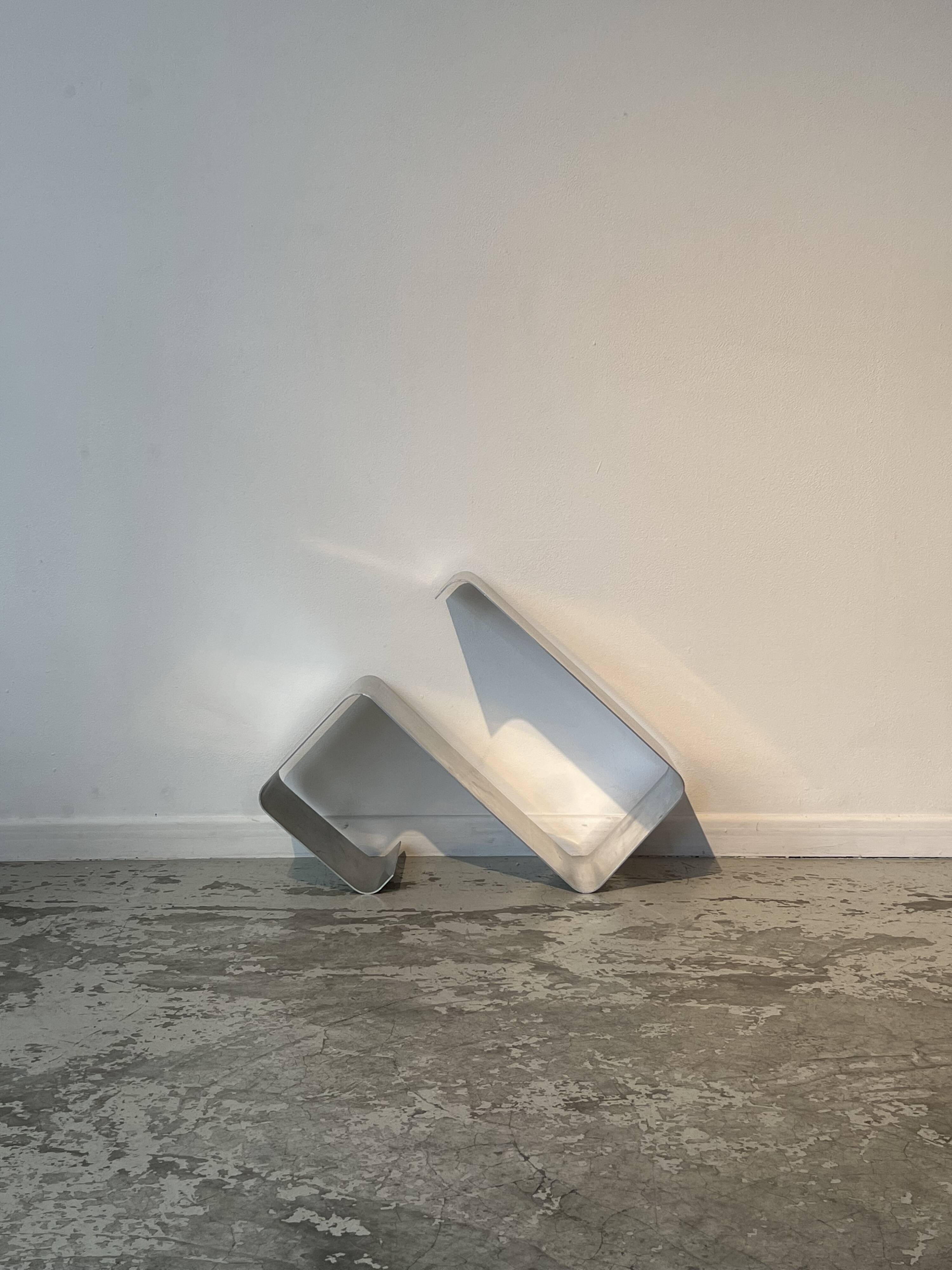 Ensemble d'étagères murales ZigZag par Joëlle Ferlande & François Monnet pour Kappa Uginox années 1970