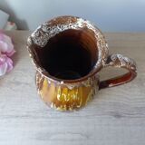 Old brown ceramic water jug pitcher, rustic country house pitcher 1970s