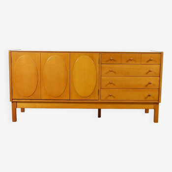 Sideboard by Jacques Hauville in Blond Cherry / Gold 1960