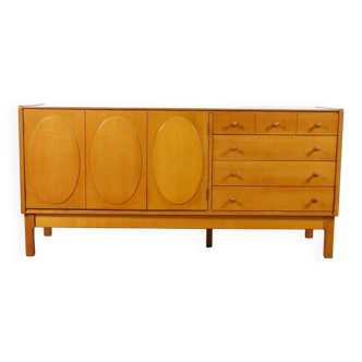 Sideboard by Jacques Hauville in Blond Cherry / Gold 1960