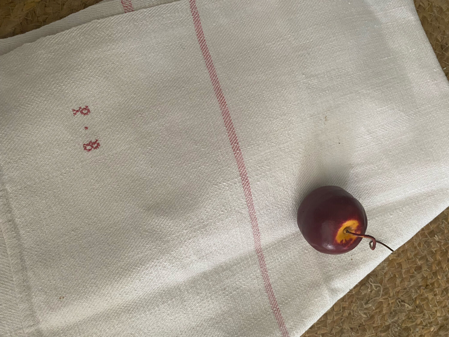 Nappe de vigneron en chanvre et coton monogramme PB.