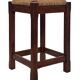 Vintage rattan stool with oak, 60s wabi sabi design, minimalist