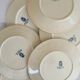 Set of 6 flat plates model Sofia Gien Terre de fer border flowery blue and fo d cream
