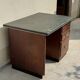 Modernist desk in wood and green moleskin upholstery