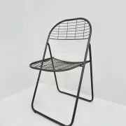 Niels Gammelgaard for Ikea grey wire metal folding chair, 1970s