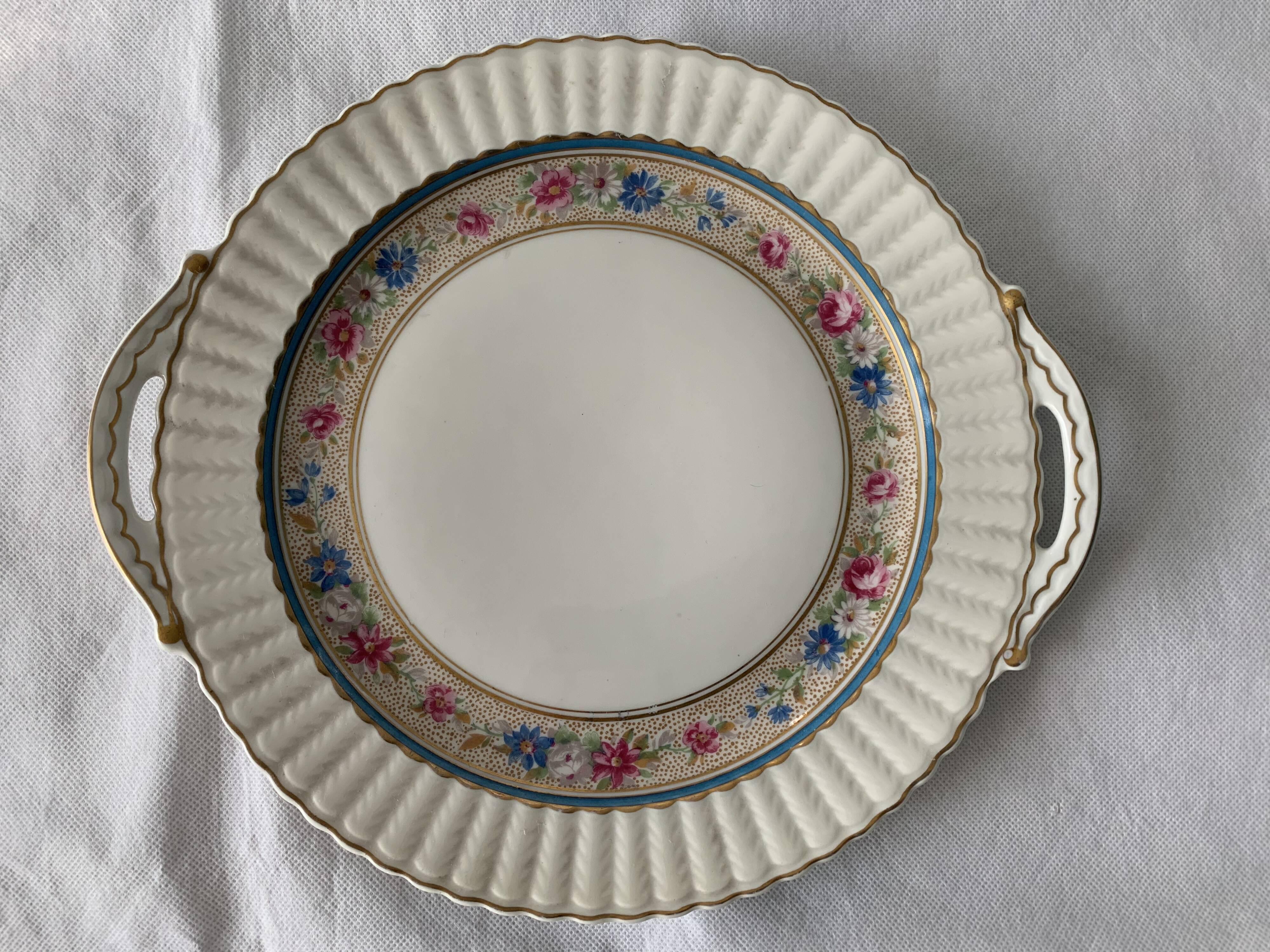 Dessert service 10 plates and a Bernardaud Limoges porcelain cake dish