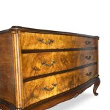 Italian art deco burl walnut chest of drawers, 1940s/50s