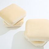 Jacques Charpentier pair of mohair velvet pouffes 1970