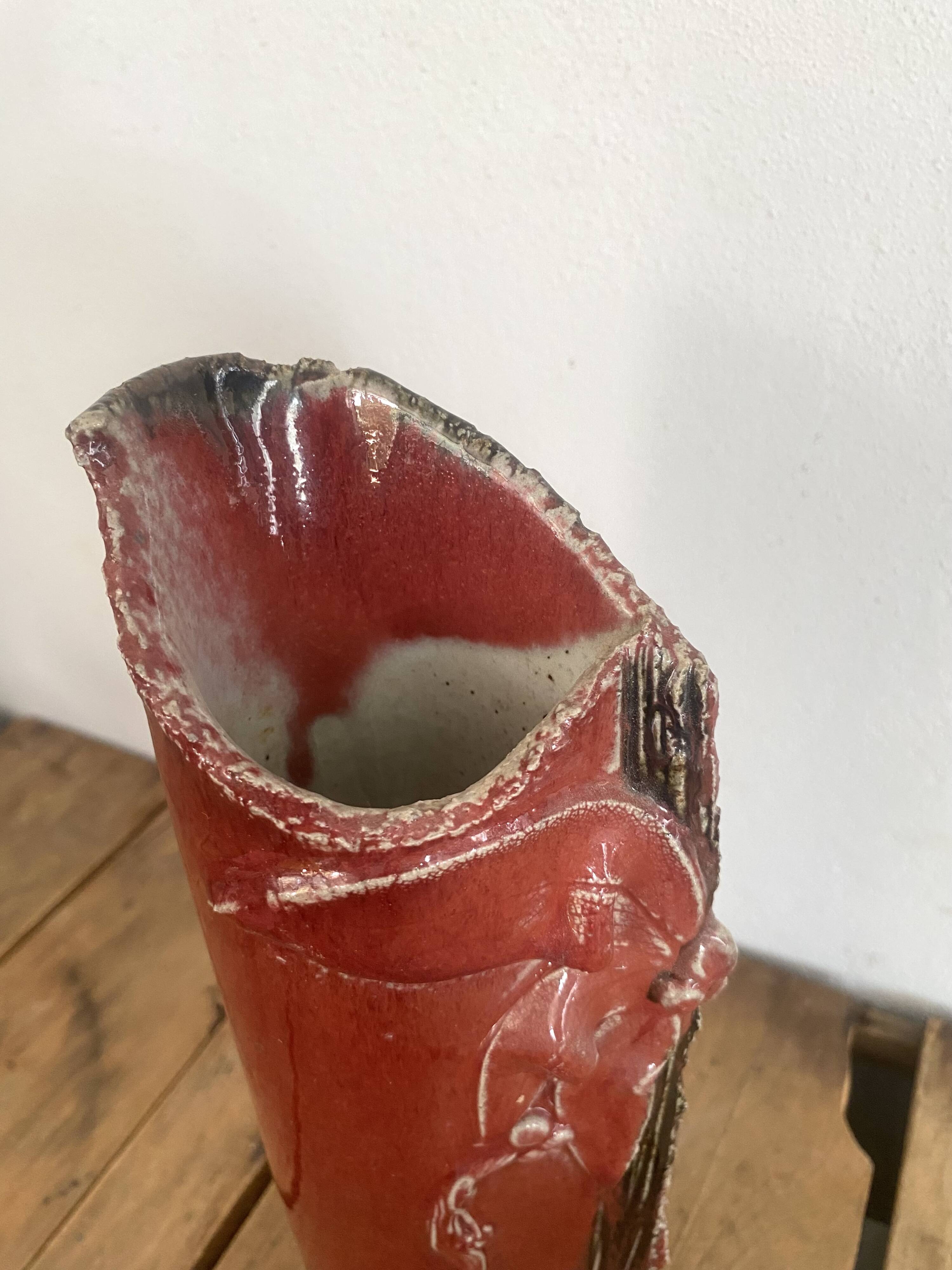 Vase grès vernissé années 80