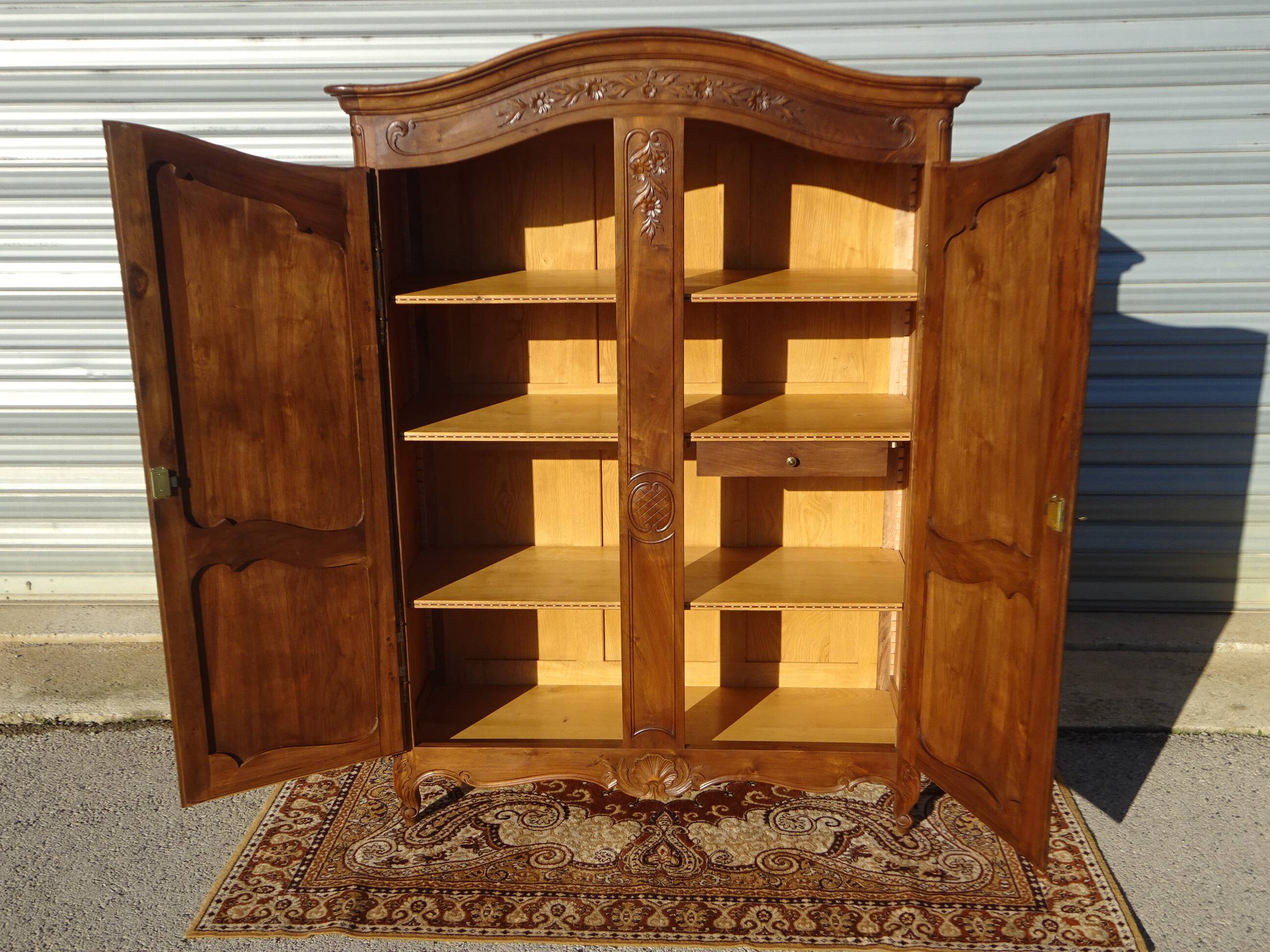 solid walnut wardrobe in Louis XV style