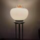 Lampe vintage en acier chromé et opaline mazzega 1980