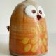 Vintage enameled stoneware owl money box