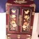 Chinese jewelry box in carved wood and inlaid stones 19th