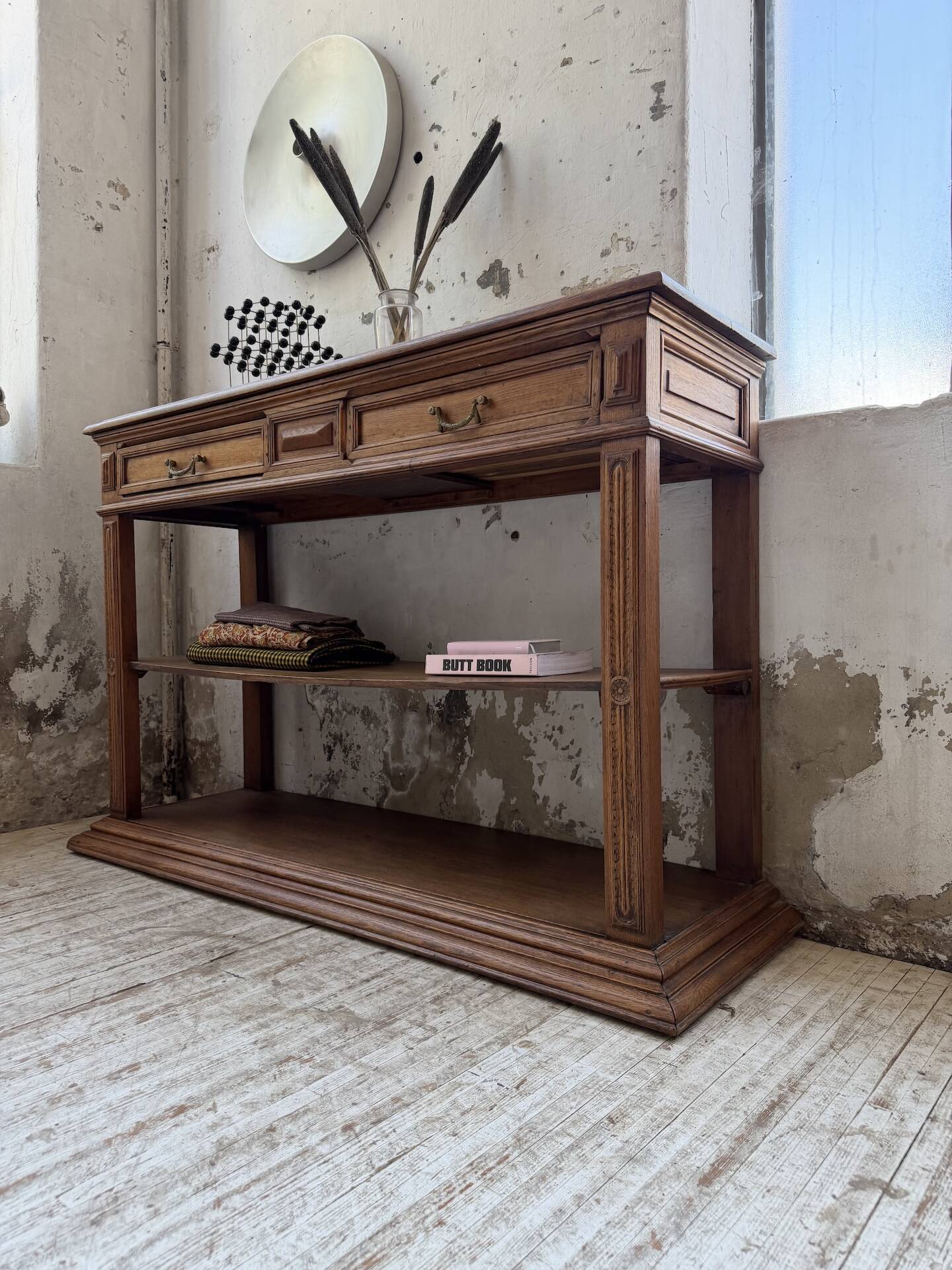 19th-century oak console table