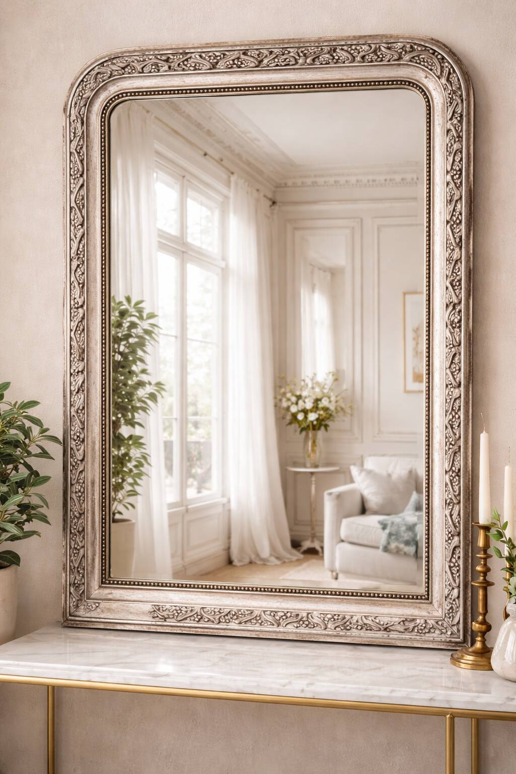 Antique Louis-Philippe mirror "Sidonie" – Art Nouveau decor