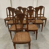 10 chaises Art Déco en noyer massif, XXème siècle