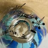 Glass and enamel vase with art deco flower decoration signed Mazoyer